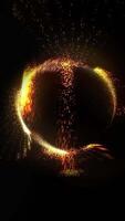 The golden disk of the spatial portal, emitting sparks, rotates quickly and efficiently. video