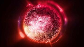 Abstract red bright glowing background with atom energy sphere core video