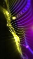 Abstract original background of cosmic shiny yellow-blue smoothly moving, changing perspective in space, golden waves video