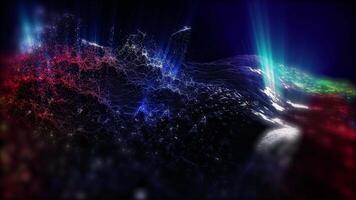 The mysterious landscape of an unknown planet in blue-violet tones, playing with light, smoothly changes perspective, creating for the beholder the effect of flight and presence. video