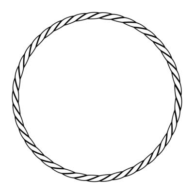 Line drawing circular frame made from thick, braided rope