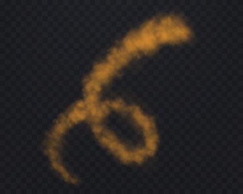 Realistic orange smoke spiral or haze on a dark background. Magic fog, vapor, smoke line left by flight illustration.