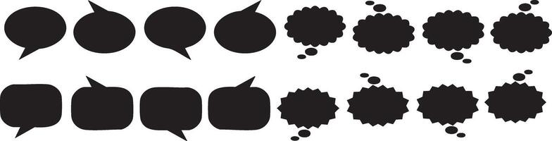 set of black silhouettes of splashes, a set of speech bubbles with different shapes vector