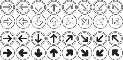 set of black and white button arrow, Directional arrows for websites and other business presentations without background, illustration vector