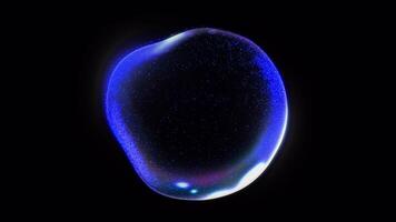 Blue liquid sphere on transparent background. Blue orb alpha channel background. Flow of blue magical glowing sphere of energy circular vortex of space from particles. Futuristic core rotates sci-fi video