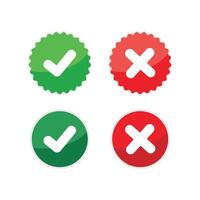 Circle Shape Check Mark and Cross, True and Wrong, Approved and Denial Illustration Design. EPS 10. vector