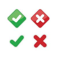 Diamond Shape Check Mark and Cross, True and Wrong, Approved and Denial Illustration Design. EPS 10. vector