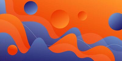 Geometric business banner design in orange and blue. Creative banner design with wave and line shapes. Simple horizontal banner. Eps10 vector
