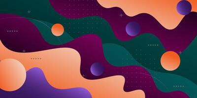 Modern dark green, purple and orange geometric business banner design. Creative banner design with wave shape as template. Simple horizontal banner. Eps10 vector