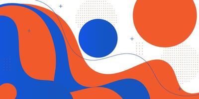 Blue and orange geometric business banner design. Creative banner design with wave shapes and lines for template. Simple design on white horizontal banner. Eps10 vector