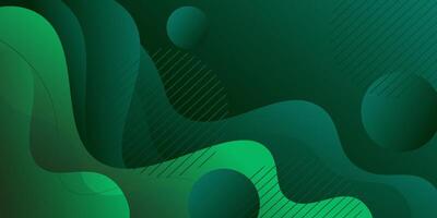 Green geometric business banner design. Creative banner design with wave shape and background with circle as template. Simple horizontal banner. Eps10 vector
