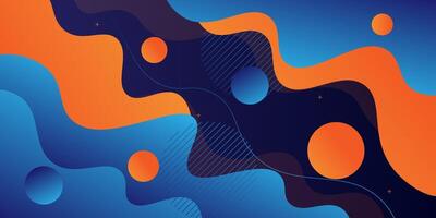 Modern blue and orange geometric business banner design. Creative banner design with wave and line shape as template. Simple horizontal banner. Eps10 vector