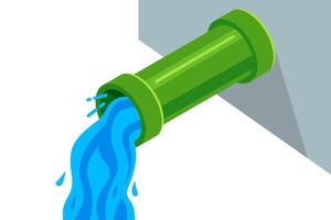 clean water flows from the pipe. vector
