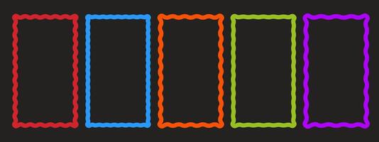 Retro wavy frames set. Trendy curved rectangle frame box. Modern template vector
