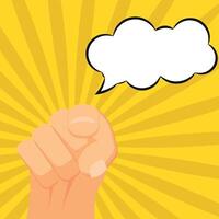 Finger pointing in a cartoon popart style with a speech bubble for your text, Vintage yellow and gold halftone sunburst background poster design vector