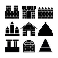 black silhouette illustrations of various architectural structures vector