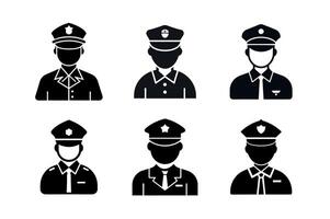 police silhouette icon set design vector