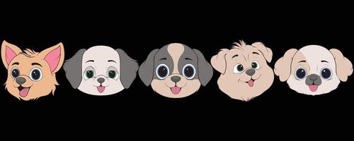 bundling set cartoon dog faces with different expressions vector