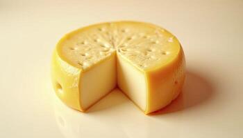 A wedge of yellow cheese sits photo