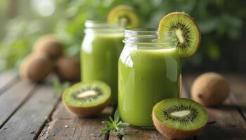 Kiwi juice in a glass photo