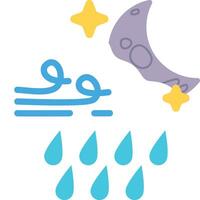 A cartoon of a moon and rain with stars vector
