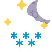 A cartoon moon and stars are flying in the sky vector