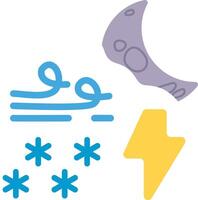 A cartoon of a moon, a lightning bolt, and a snowflake vector
