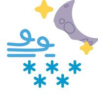 A moon and stars with snowflakes around it vector