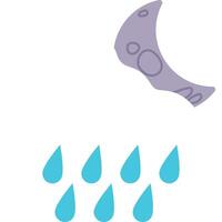 A cartoon moon and rain drops vector