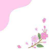 Greeting Card with Sakura Branch vector