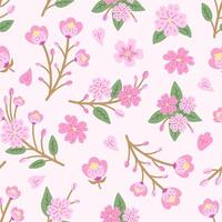 Spring Cherry Blossom Seamless Pattern vector