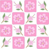 Sakura Checkered Seamless Pattern vector