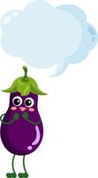 Funny eggplant with empty speech bubble vector