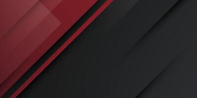 Abstract 3D papercut background with red color shapes pattern on dark gray background. vector