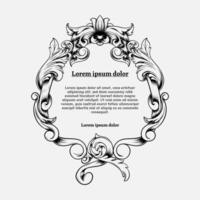 Hand drawn black and white ornamental engraved line frame with text inside vector