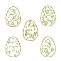 Set of illustrations of Easter eggs. Collection of hand drawn doodles. vector