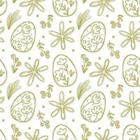 Seamless pattern with Easter eggs in pastel shades. Doodle is hand drawn illustration. vector