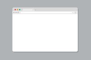 Web browser mockup in light modern flat design. Computer webpage with favorites icon and reload arrow and loupe. Isolated internet browser template. vector