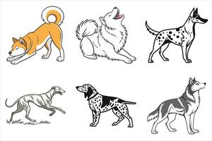 Illustration Set of Adorable Dogs in Flat Design on White Background vector