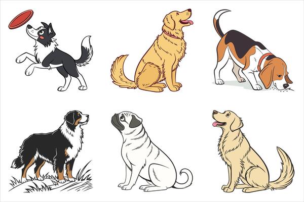 Adorable Illustrated Dog Breeds A Playful Collection of Canine Artwork