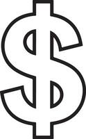 A simple black and white illustration coloring page of the dollar symbol vector