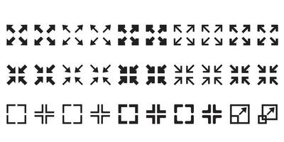 Full screen and exit full screen icon set vector