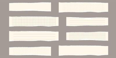Paper scraps. Torn pieces of paper, with torn edges for notes, realistic torn pieces of blank note pages. illustration isolated vector