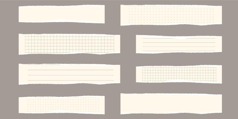 Paper scraps. Torn pieces of paper, with torn edges for notes, realistic torn pieces of blank note pages. illustration isolated