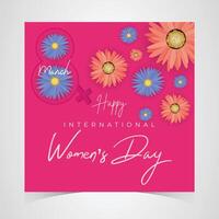 8th March International Womens Day with Vibrant Floral Design and Happy Message vector