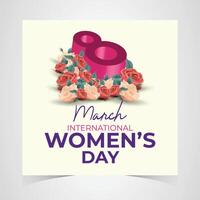 International Womens Day 8th March with Floral Pink Design and Empowerment Message vector