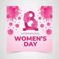 Celebrate Womens Day on March 8th with Soft Pink Floral Design and Empowering Message vector
