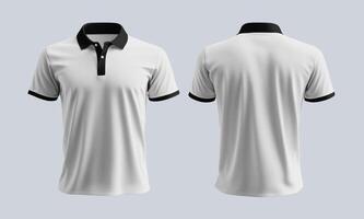 White list black Polo Shirt Displayed from Front and Back Views on Light Background photo