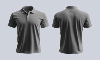 Gray Polo Shirt Displayed from Front and Back Views on Light Background photo