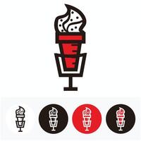 simple ice creams microphone set for broadcast or podcast - ice creams microphone set icon or logo - red and black illustrations isolated on white, red and black vector